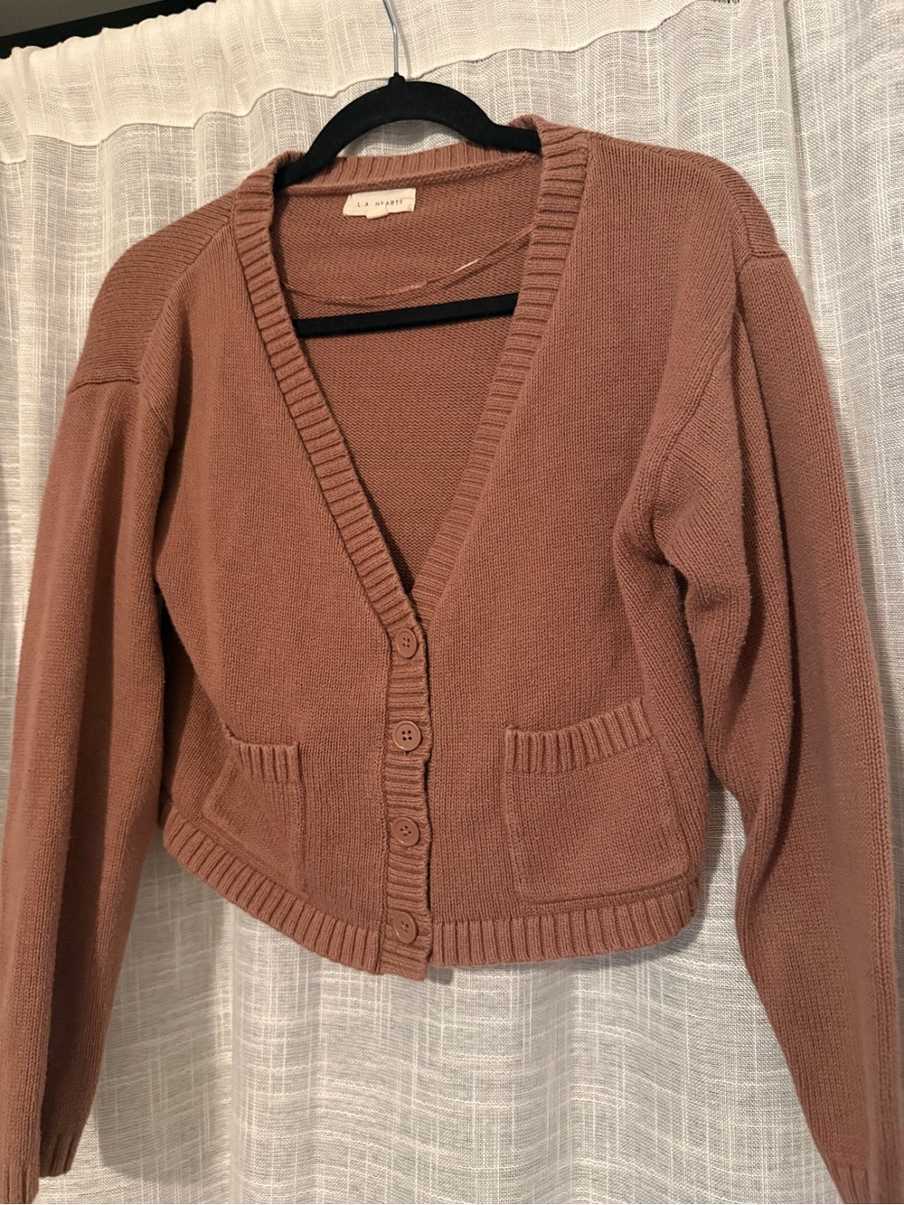 PacSun Rosewood Cropped Button-Up Cardigan